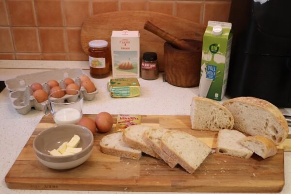 preparativos para tostadas francesas