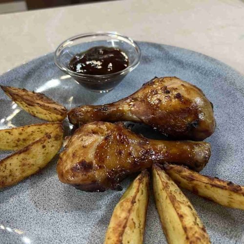 Muslos de pollo BBQ en la airfryer